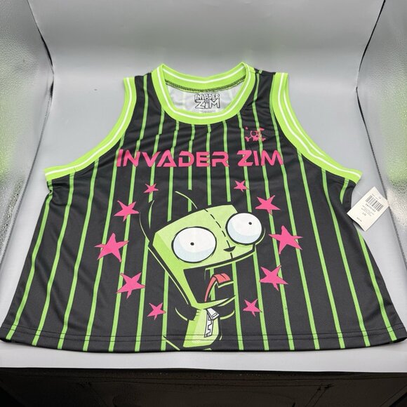Invader Zim GIR Screaming Striped Juniors Jersey Tank Top LARGE New - Picture 1 of 10